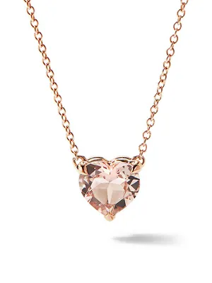 Heart Pendant Necklace in 18K Rose Gold with Morganite