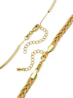 18K Gold-Plate & Pearl Bar & Braided Chain 2-Piece Necklace Set