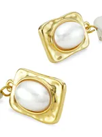 Mallorca 14K Gold-Plate & Double Freshwater Pearl Earrings