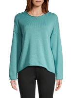 Crewneck Cotton-Blend Pullover Sweater