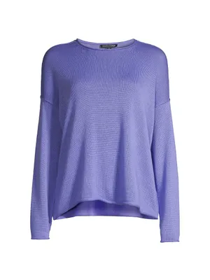 Crewneck Cotton-Blend Pullover Sweater