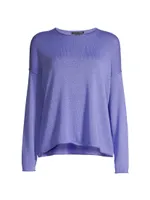 Crewneck Cotton-Blend Pullover Sweater