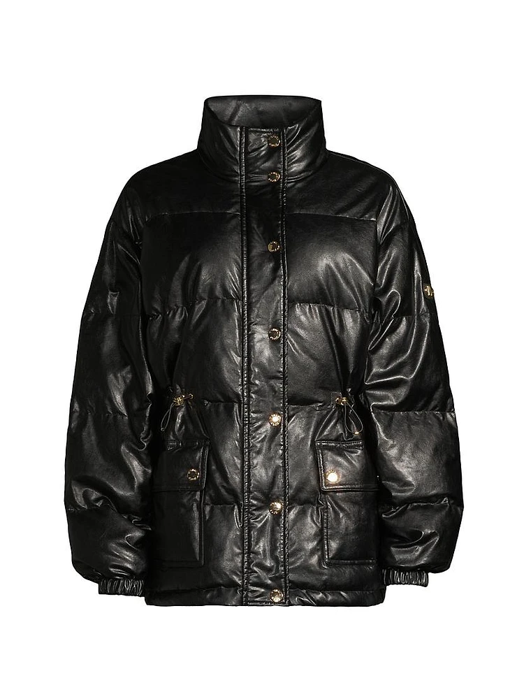 Faux-Leather Puffer Jacket