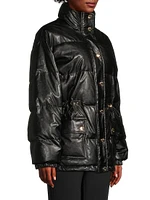 Faux-Leather Puffer Jacket