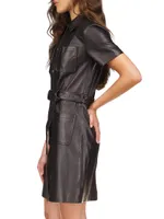 Belted Leather Minidress