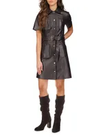 Belted Leather Minidress