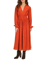 Plisse A-Line Midi-Dress