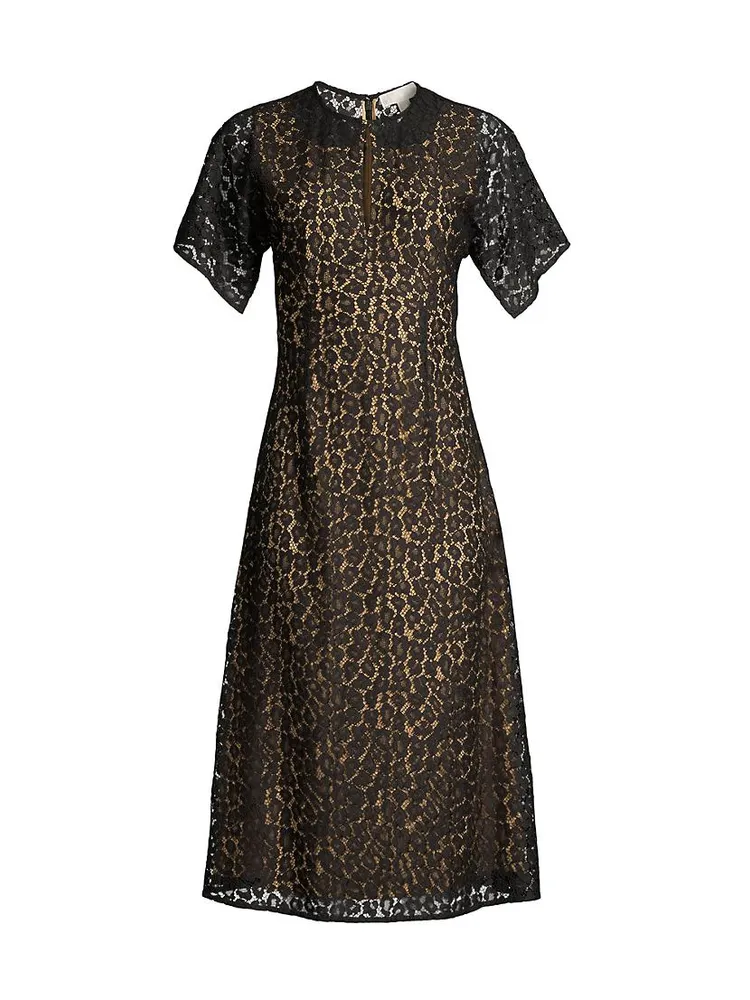 Leopard Lace Midi-Dress