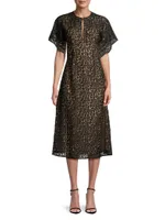 Leopard Lace Midi-Dress