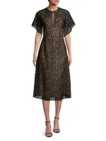 Leopard Lace Midi-Dress