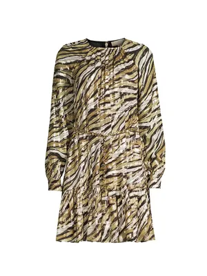 Metallic Tiger Stripe Minidress