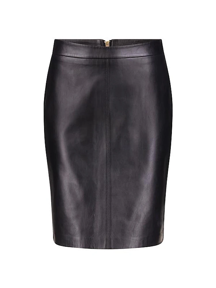 Fitted Leather Pencil Skirt