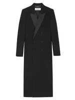 Double Breasted Tuxedo Coat Crepe Wool