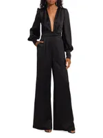 Madelane Satin Plunge Jumpsuit