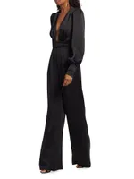 Madelane Satin Plunge Jumpsuit