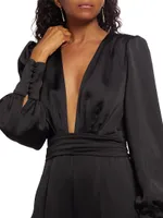 Madelane Satin Plunge Jumpsuit