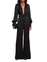 Madelane Satin Plunge Jumpsuit