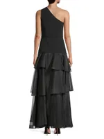 One-Shoulder Tiered Gown