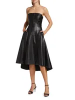 Dawn Faux Leather Bustier Midi-Dress