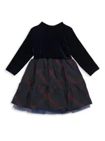 Baby Girl's, Little Girl's & Velvet Long-Sleeve Plaid Dress