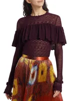 Augustina Pointelle Ruffled Top