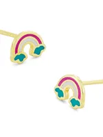 Kid's 14K Gold & Enamel Rainbow Stud Earrings