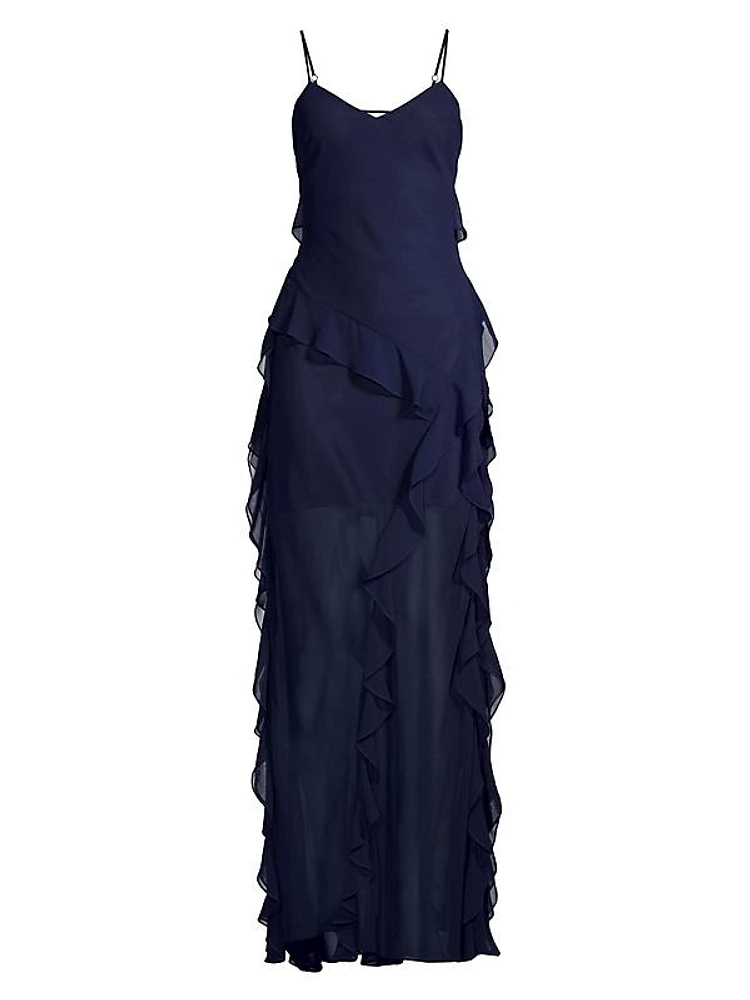 Raya Ruffled Chiffon Maxi Dress