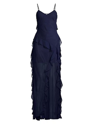 Raya Ruffled Chiffon Maxi Dress