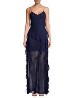 Raya Ruffled Chiffon Maxi Dress