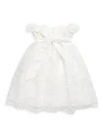 Baby Girl's Floral Lace Dress & Bonnet Set