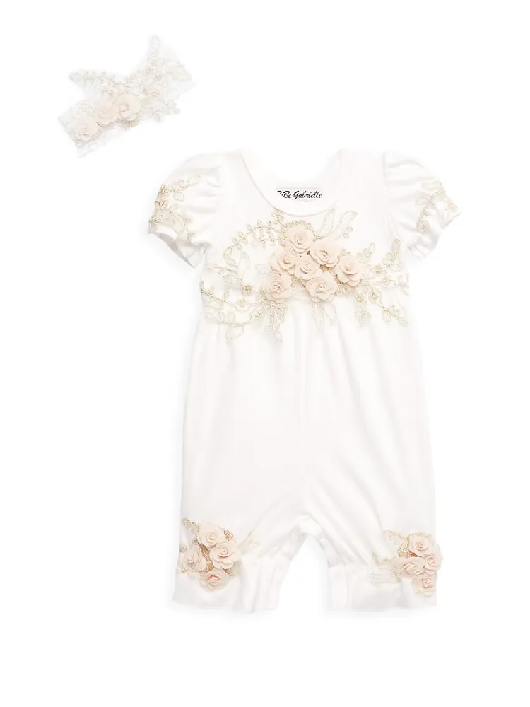 Baby Girl's 3D Flower Romper