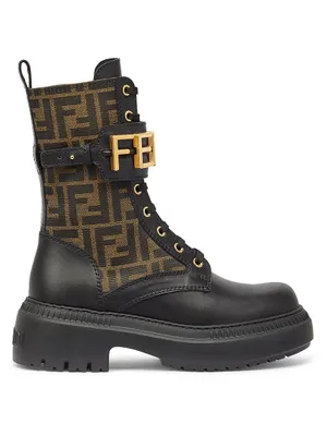 Fendigraphy FF 50MM Leather Biker Boots