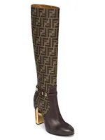 FF 105MM Leather Traced Heel Tall Boots