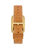 Miller Goldtone Stainless Steel & Leather Strap Watch/24MM