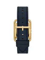 Miller Goldtone Stainless Steel Watch & Leather Strap Set/24MM