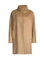 Cashmere Knit-Collar Coat