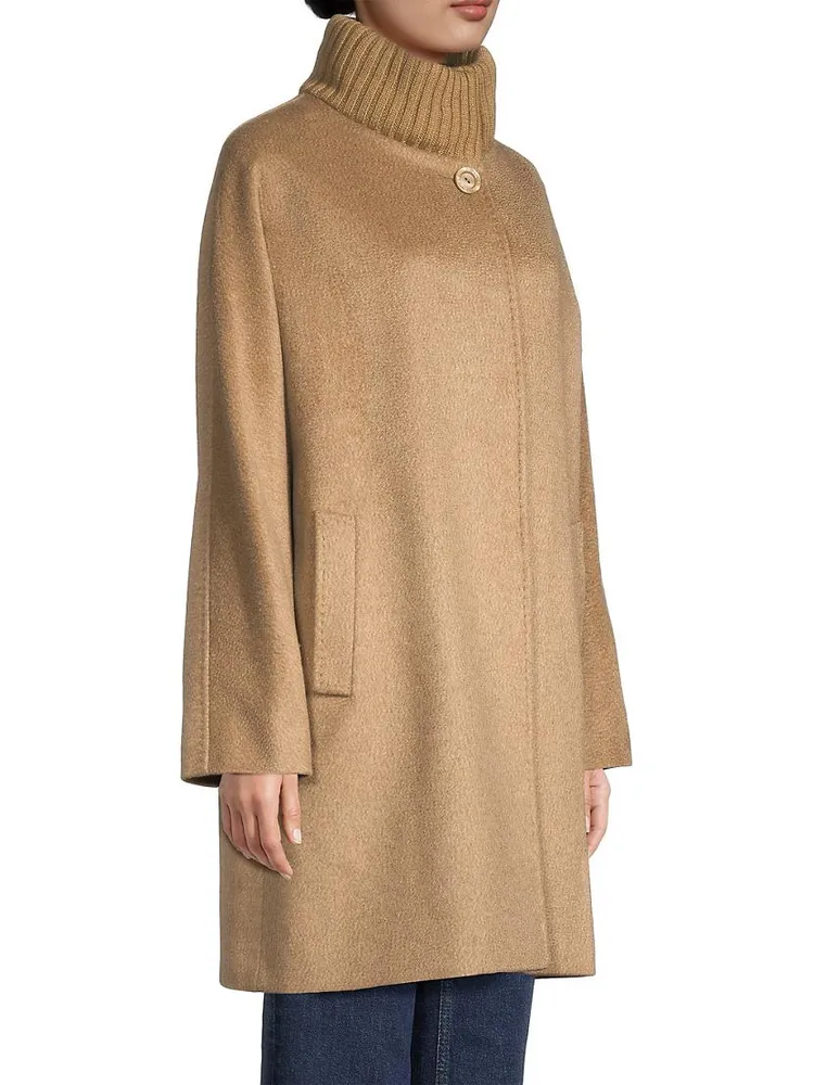 Cashmere Knit-Collar Coat