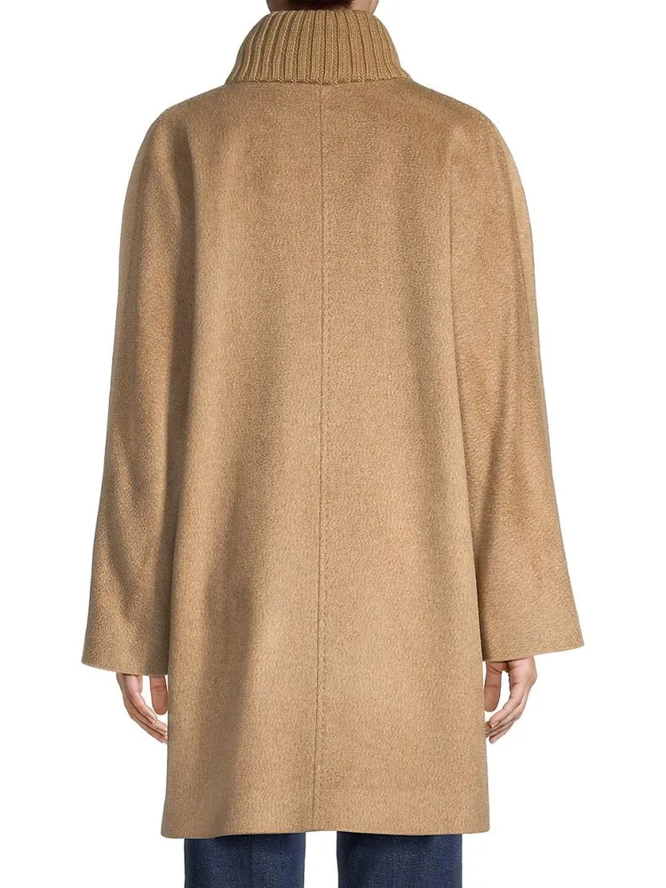 Cashmere Knit-Collar Coat