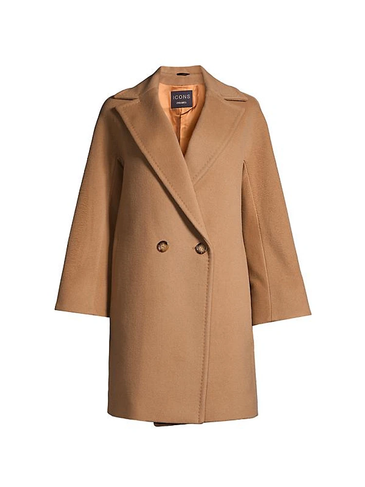 Short Double-Breasted Wool Coat