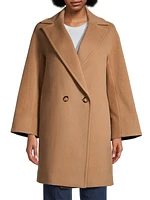 Short Double-Breasted Wool Coat