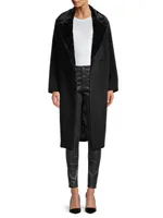 Faux Fur-Trim Wool Coat