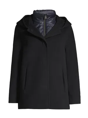 Padded Hooded Wool Jacket