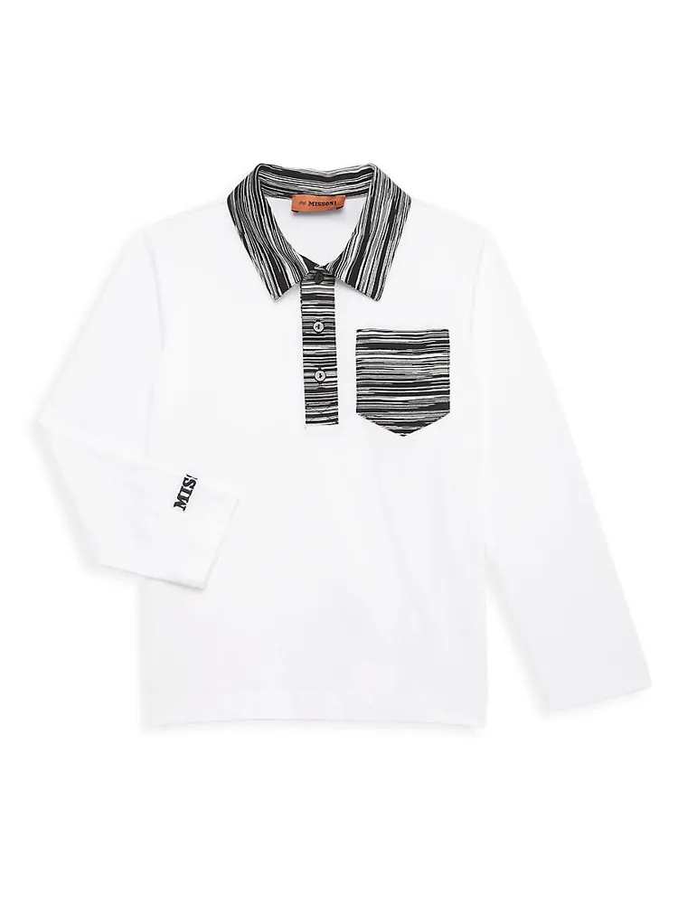 Little Boy's & Contrast Collar Long-Sleeve Polo Shirt