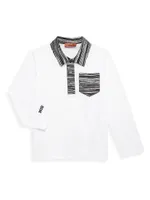 Little Boy's & Contrast Collar Long-Sleeve Polo Shirt