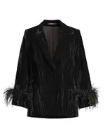 Scottie Feather-Trimmed Velvet Blazer