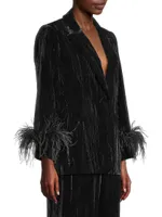 Scottie Feather-Trimmed Velvet Blazer