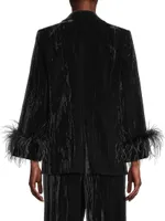 Scottie Feather-Trimmed Velvet Blazer