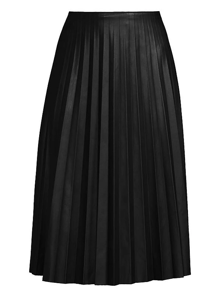 Evelyn Vegan Leather Plissé Skirt