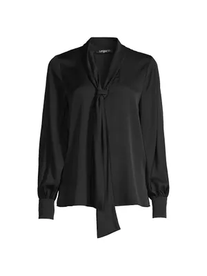 Ella Silk-Blend Tie-Neck Blouse