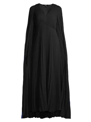 Joelle Plissé Cape Maxi Dress